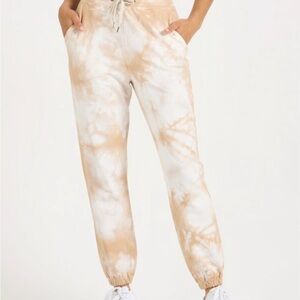 Vuori Tan and White Tie-Dye Joggers
